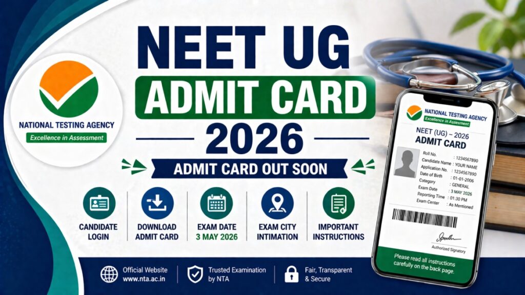 NEET UG Admit Card 2026 Out – Download Hall Ticket & Check Exam Date (03 May)